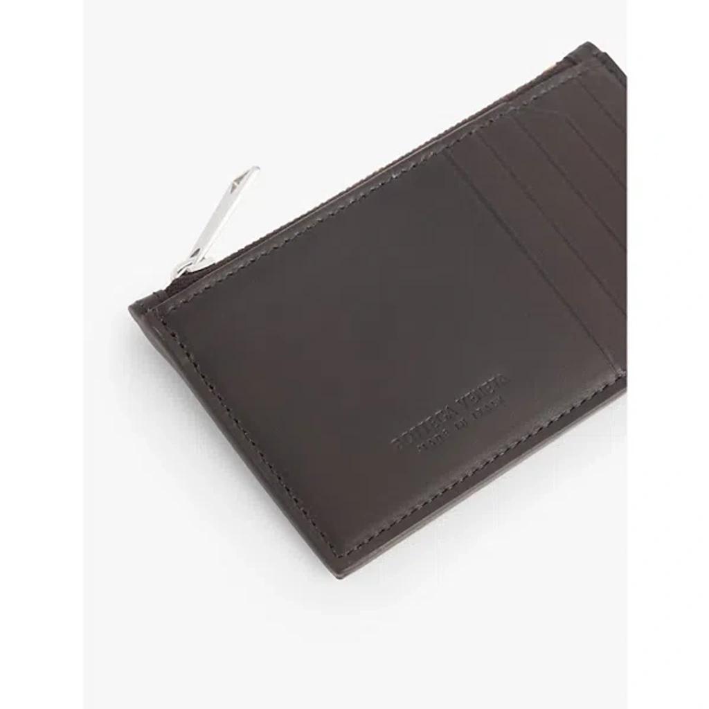 BOTTEGA VENETA Fondant-silver Intrecciato Zip Leather Card Holder Product Image