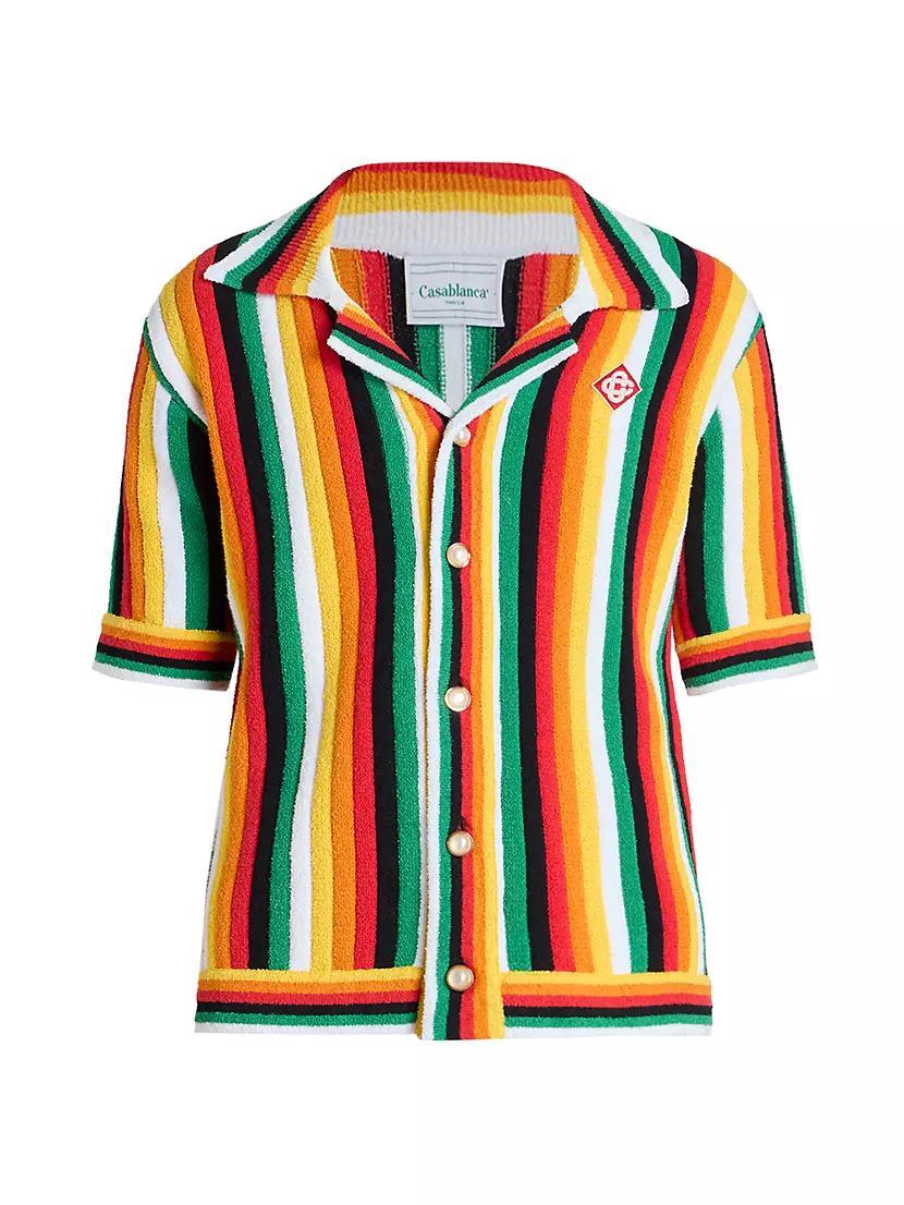 Striped Towelling Camp Shirt Product Image