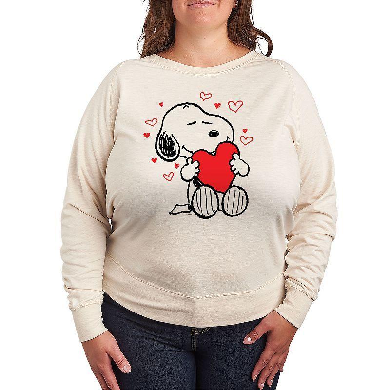 Plus Size Peanuts Snoopy Hearts Graphic Tee, Womens Beig/Green Product Image