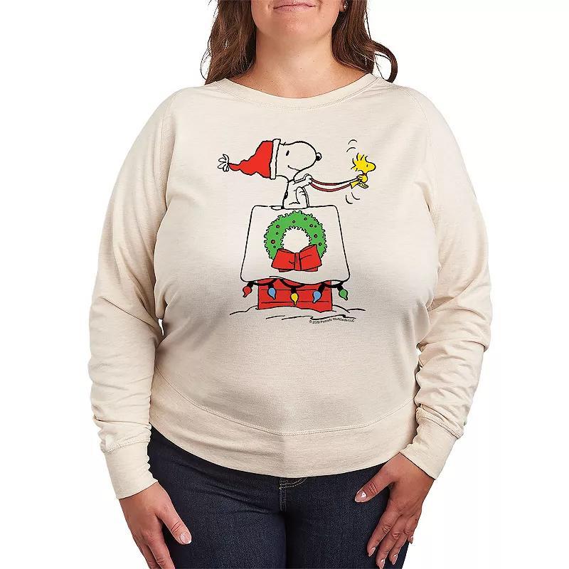 Plus Size Peanuts Snoopy Snow Lightweight French Terry Sweatshirt, Womens Product Image