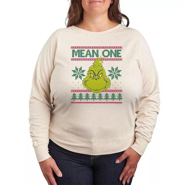 Plus Size Dr. Seuss The Grinch Mean One Lightweight French Terry Sweatshirt, Womens Product Image