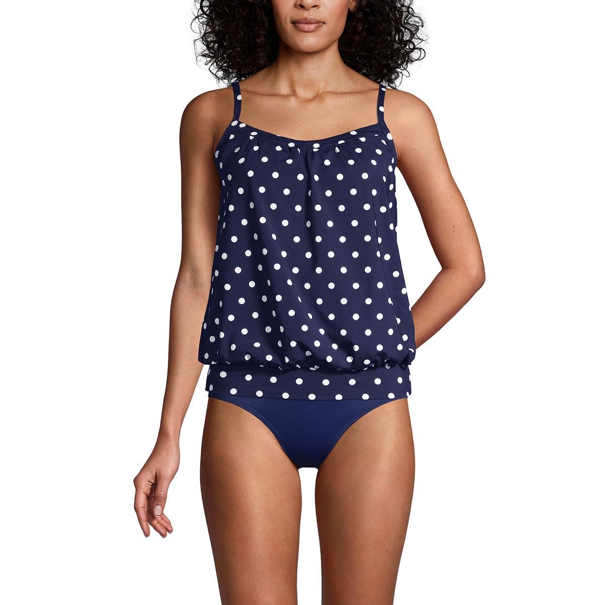 Lands End Womens Long Blouson Tummy Hiding Tankini Swimsuit Top Adjustable Straps Product Image