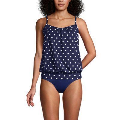 Lands End Womens Ddd-Cup Blouson Tummy Hiding Tankini Swimsuit Top Adjustable Straps Product Image