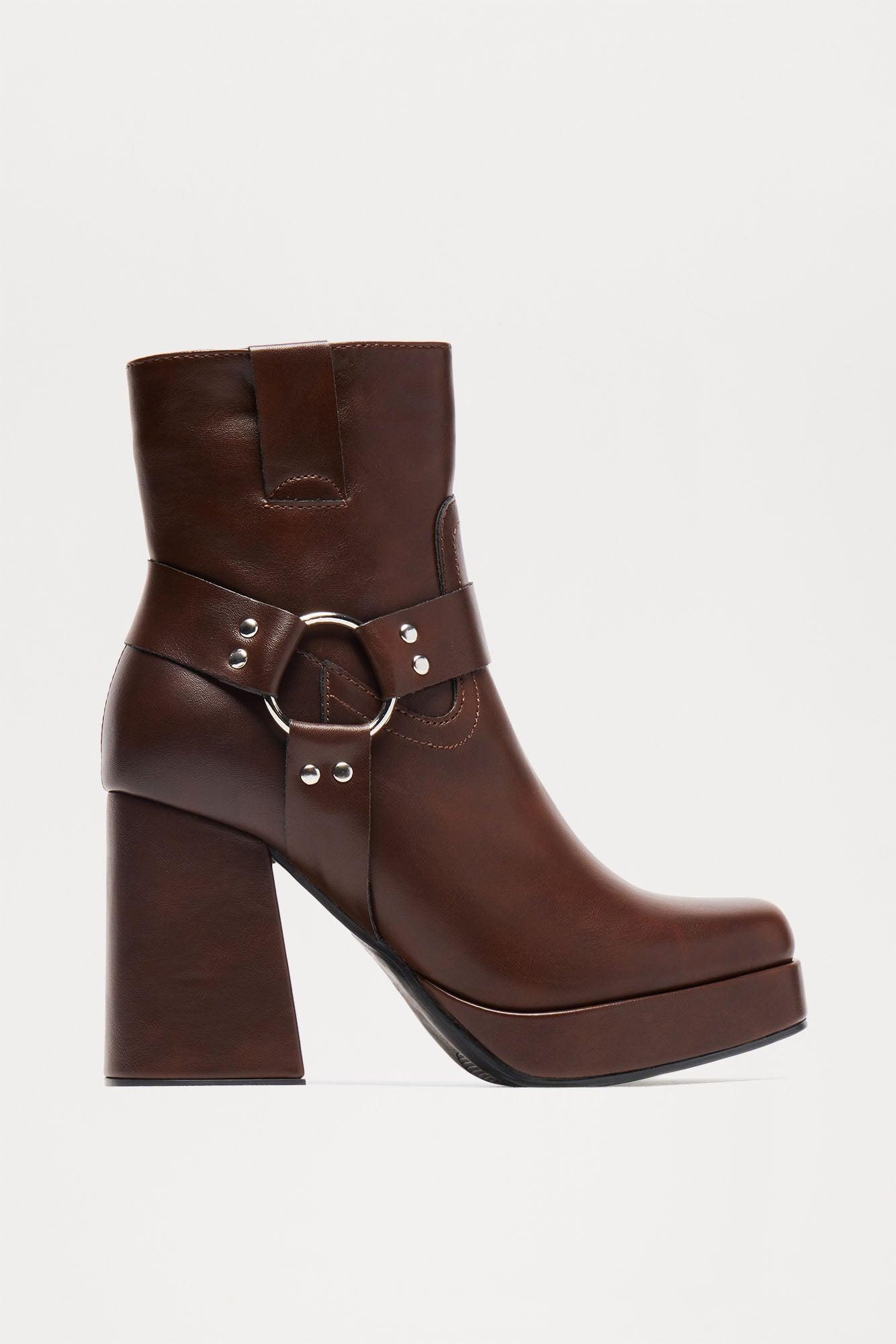 Show Me The Way Platform Booties - Brown Product Image