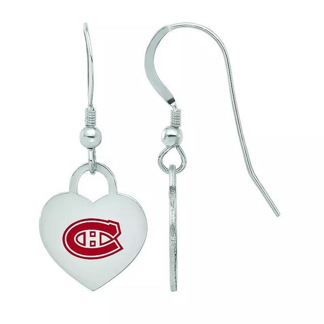 LogoArt Sterling Silver Enamel Montreal Canadiens Heart Drop Earrings, Womens Product Image