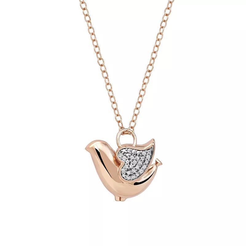 DeCouer Diamond Accent Bird Pendant Necklace, Womens Rose Gold Tone Product Image