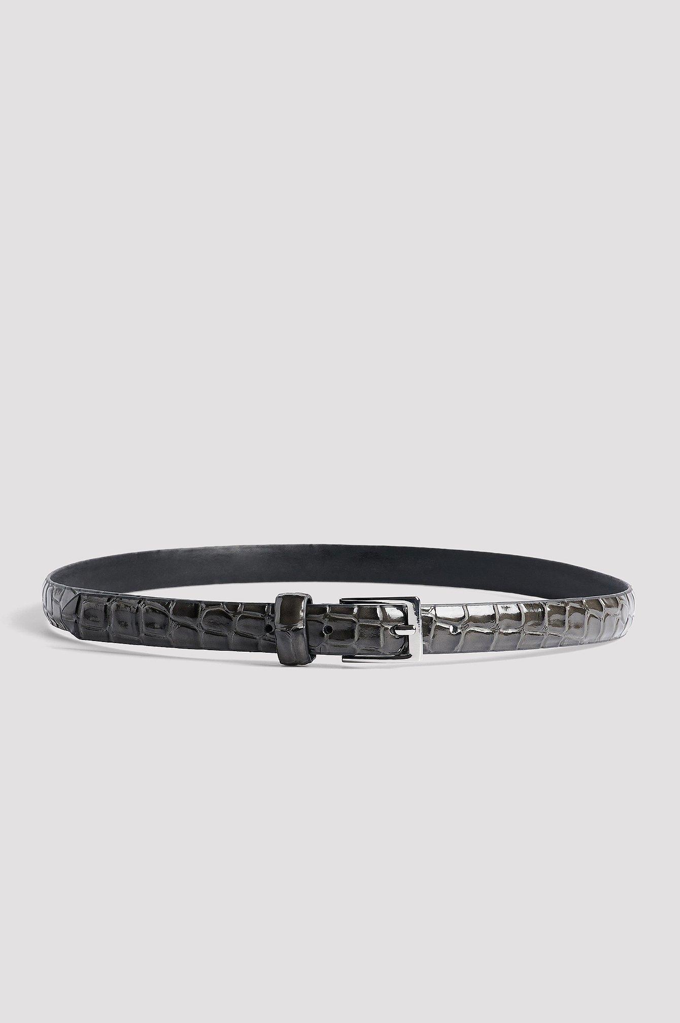 Slim Glossy Croc Belt Product Image