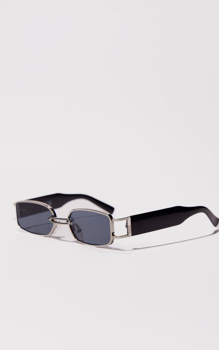 Silver Frame Slim Square Chunky Sunglasses Product Image