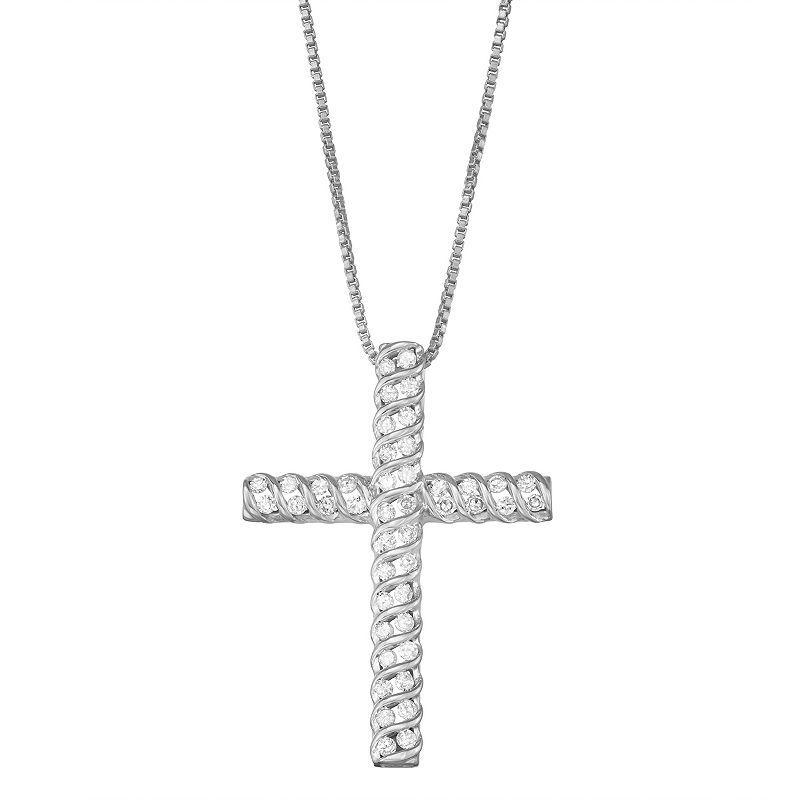 1/2 Carat T.W. Diamond Cross Pendant, Womens White Product Image