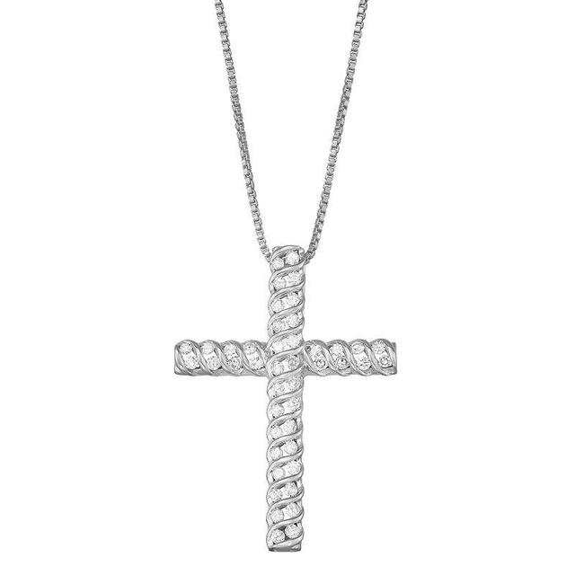 1/2 Carat T.W. Diamond Cross Pendant, Womens 14k White Gold Plated Product Image