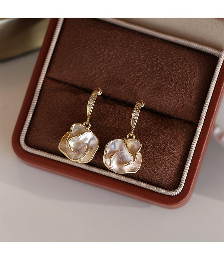 Floral Rhinestone Drop Hook Earring Product Image