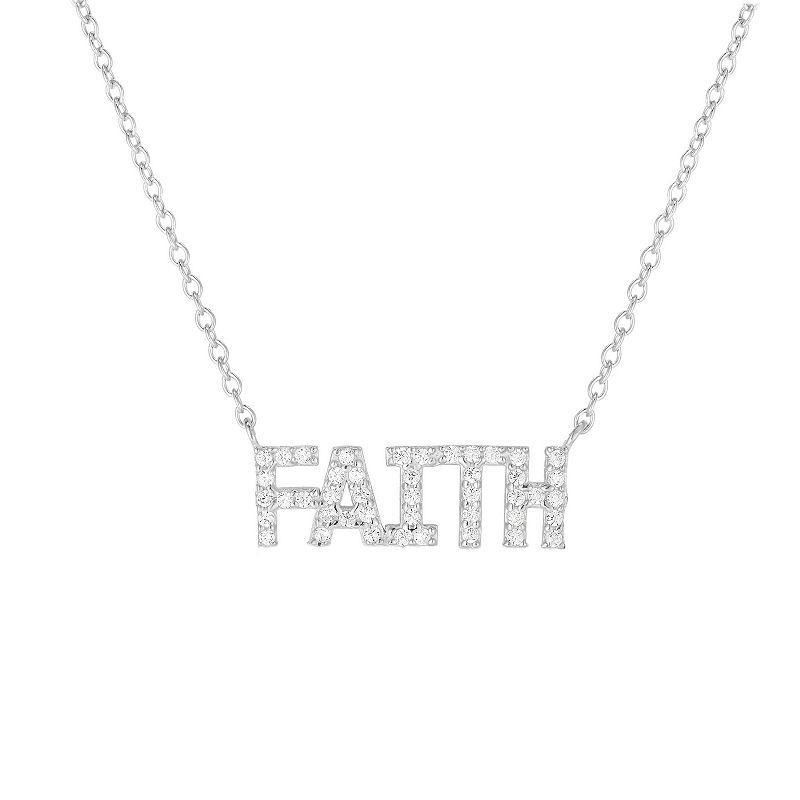 Sunkissed Sterling Faith Cubic Zirconia Necklace, Womens, Silver Tone Product Image