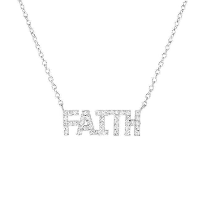 Sunkissed Sterling Faith Cubic Zirconia Necklace, Womens, Silver Tone Product Image