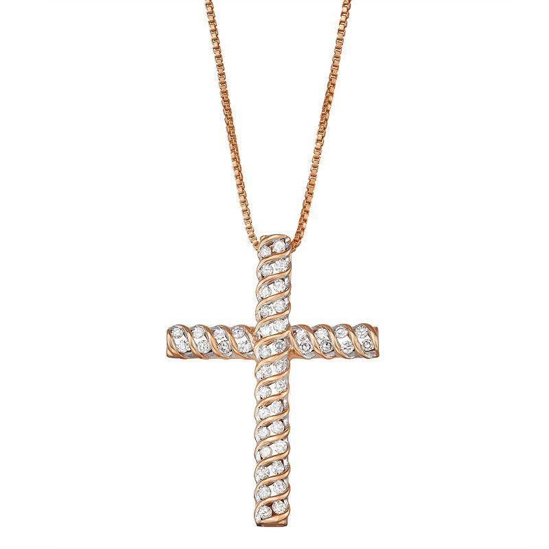 1/2 Carat T.W. Diamond Cross Pendant, Womens 14k White Gold Plated Product Image