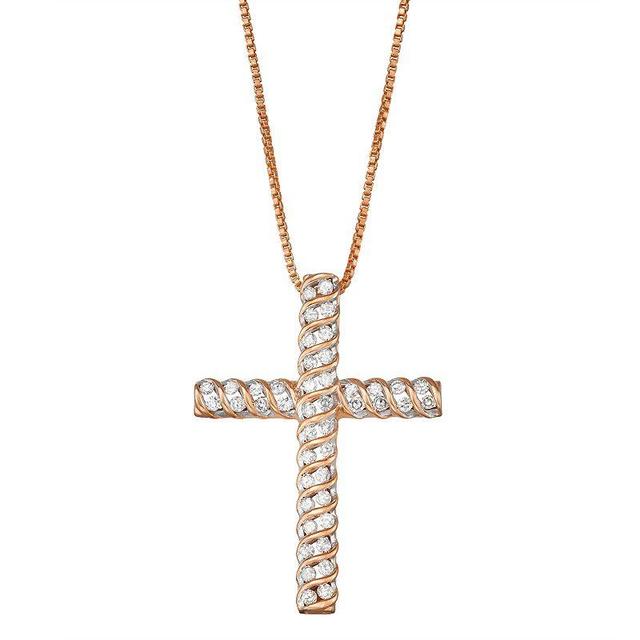 1/2 Carat T.W. Diamond Cross Pendant, Womens 14k White Gold Plated Product Image