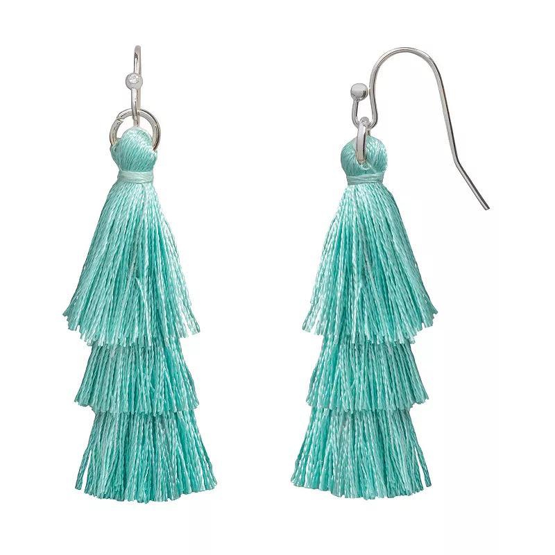 LC Lauren Conrad Neon Tassel Nickel Free Earrings, Womens, Blue Product Image