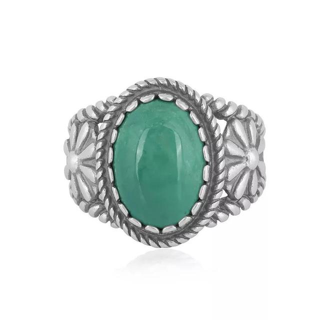 Southwest Spirit Sterling Silver and Lapis Concha Ring, Womens Green Turquoise Product Image