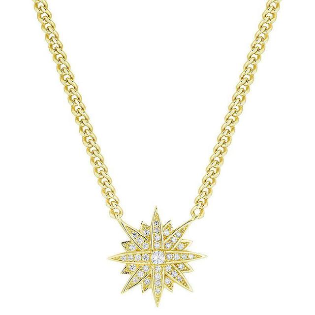 Sunkissed Sterling 14k Gold Over Silver Cubic Zirconia North Star Pendant Necklace, Womens Yellow Product Image