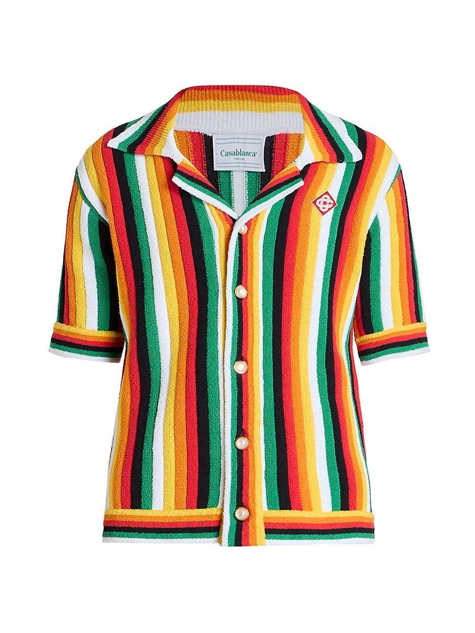 Mens Striped Toweling Camp Shirt Product Image