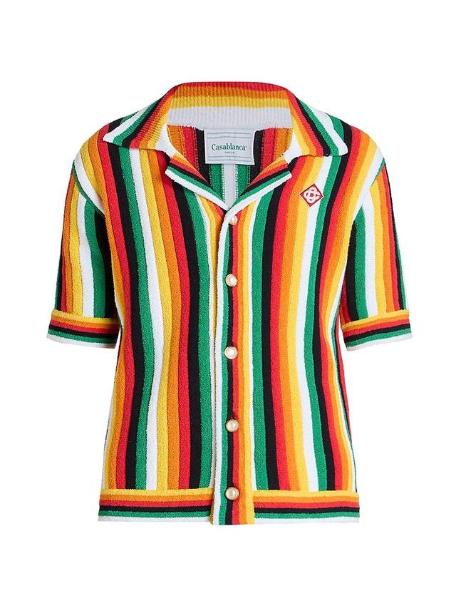 Mens Striped Towelling Camp Shirt Product Image