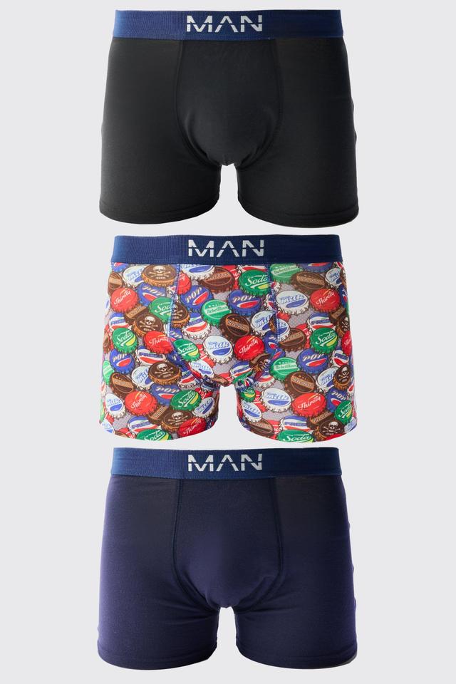 3 Pack Graphic Print Boxers | boohooMAN USA Product Image