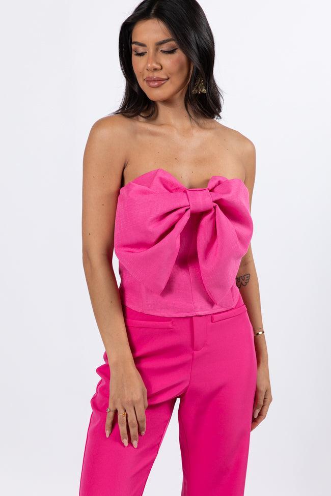 Glamorous Moments Pink Strapless Bow Top Product Image