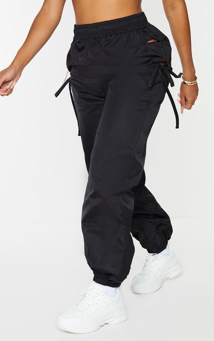 Shape Black Tie Detail Cut Out Shell Sweatpants Product Image