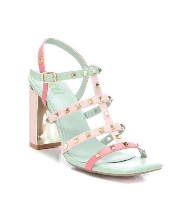 Womens Heeled Sandals With Gold Studs By Xti, 14142804 Pink With Aqua Accent Product Image