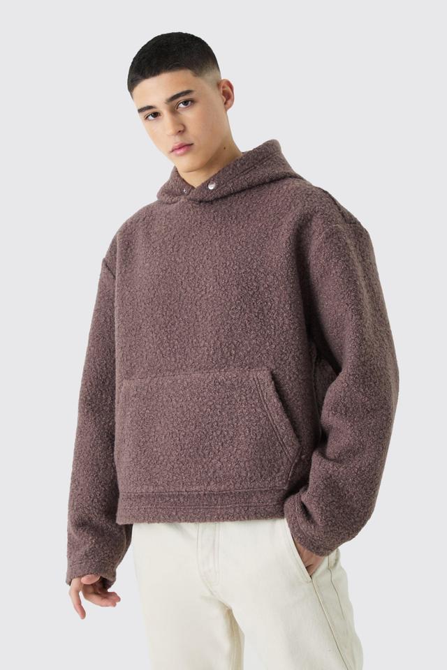 Oversized Boxy Boucle Borg Hoodie | boohooMAN USA Product Image