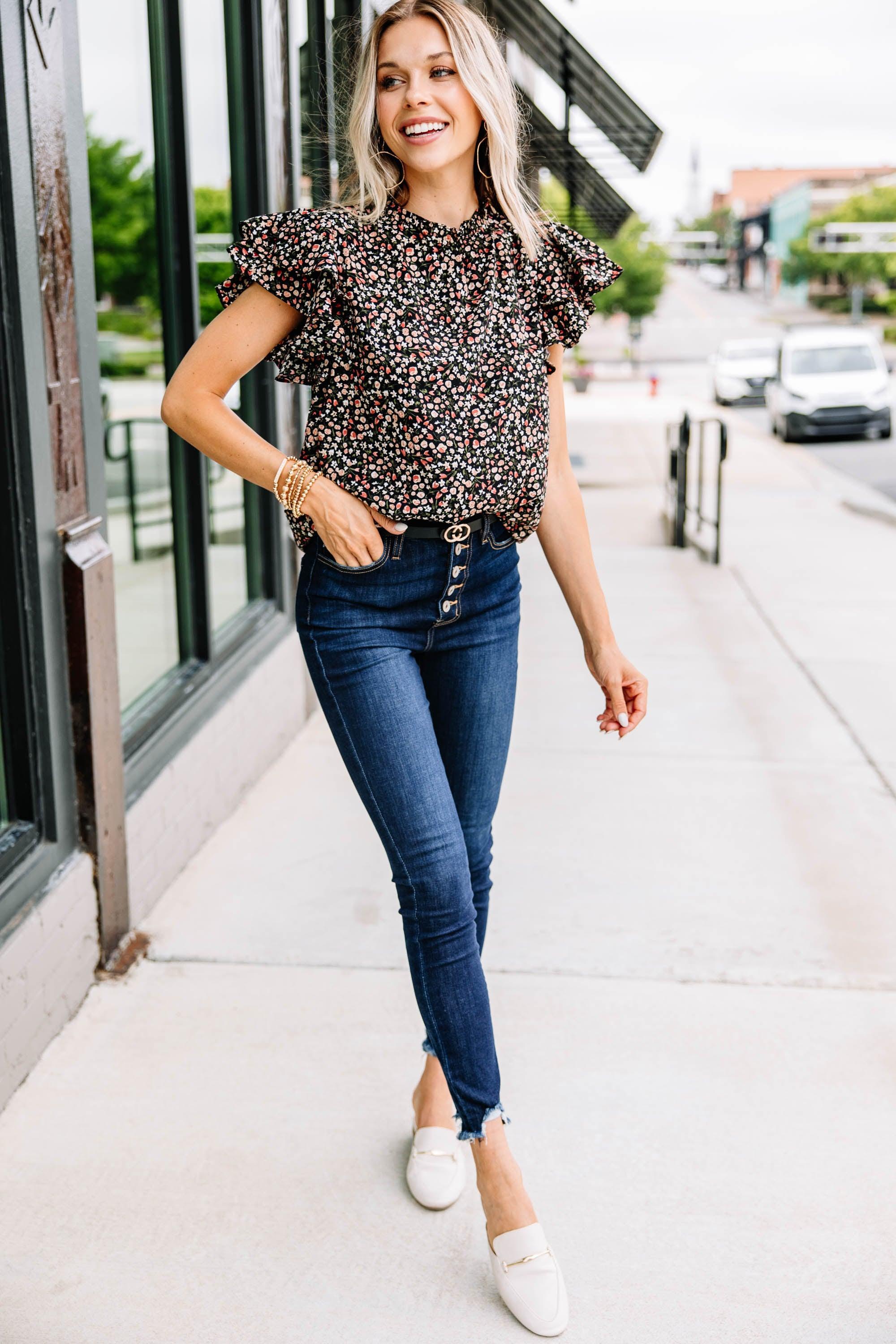 On My Heart Black Ditsy Floral Blouse Female Product Image