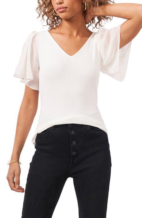 1.state Womens Flutter Short Sleeve V-Neck Knit Top Product Image