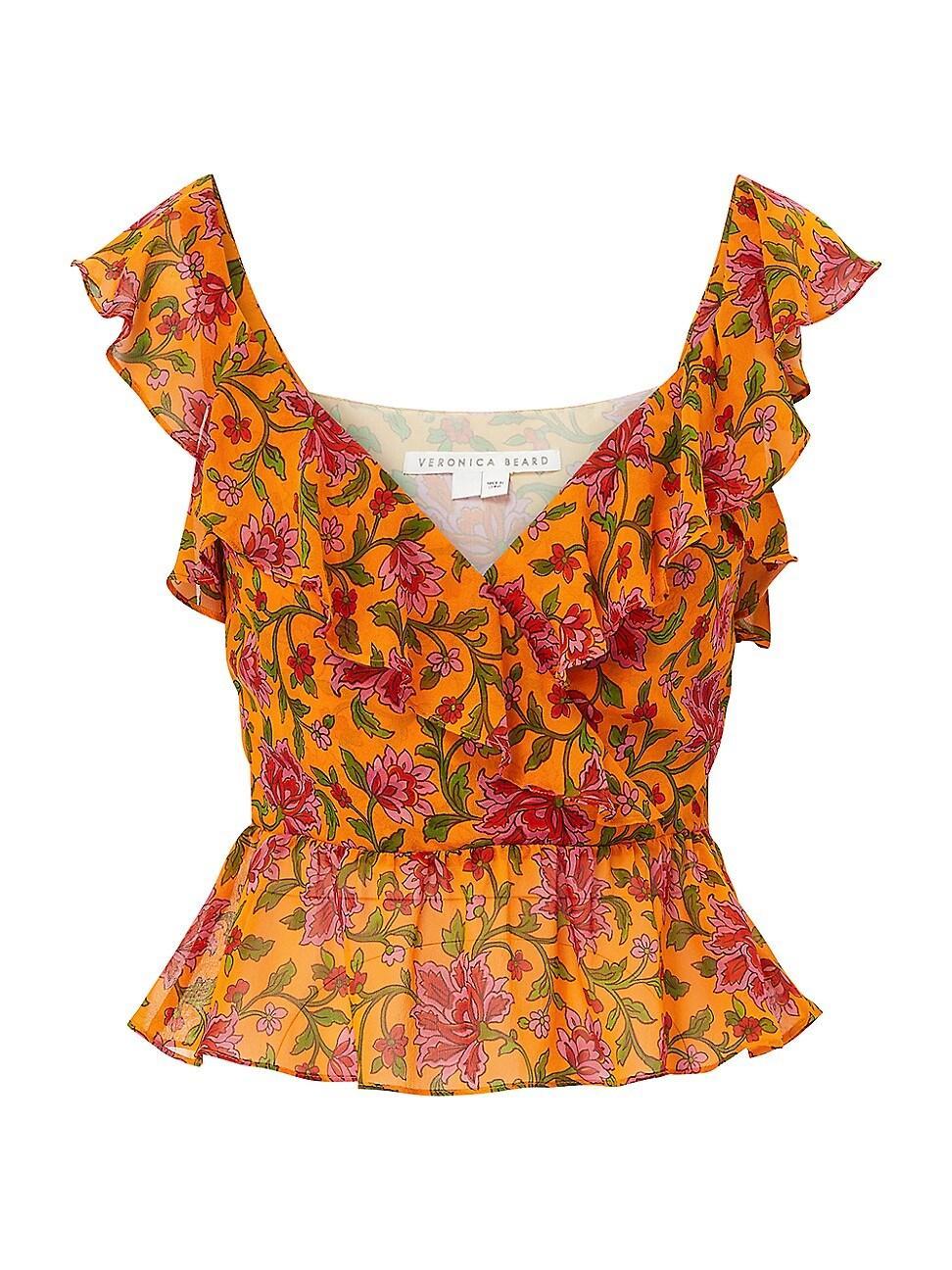 Veronica Beard Randa Floral Surplice Silk Top Product Image