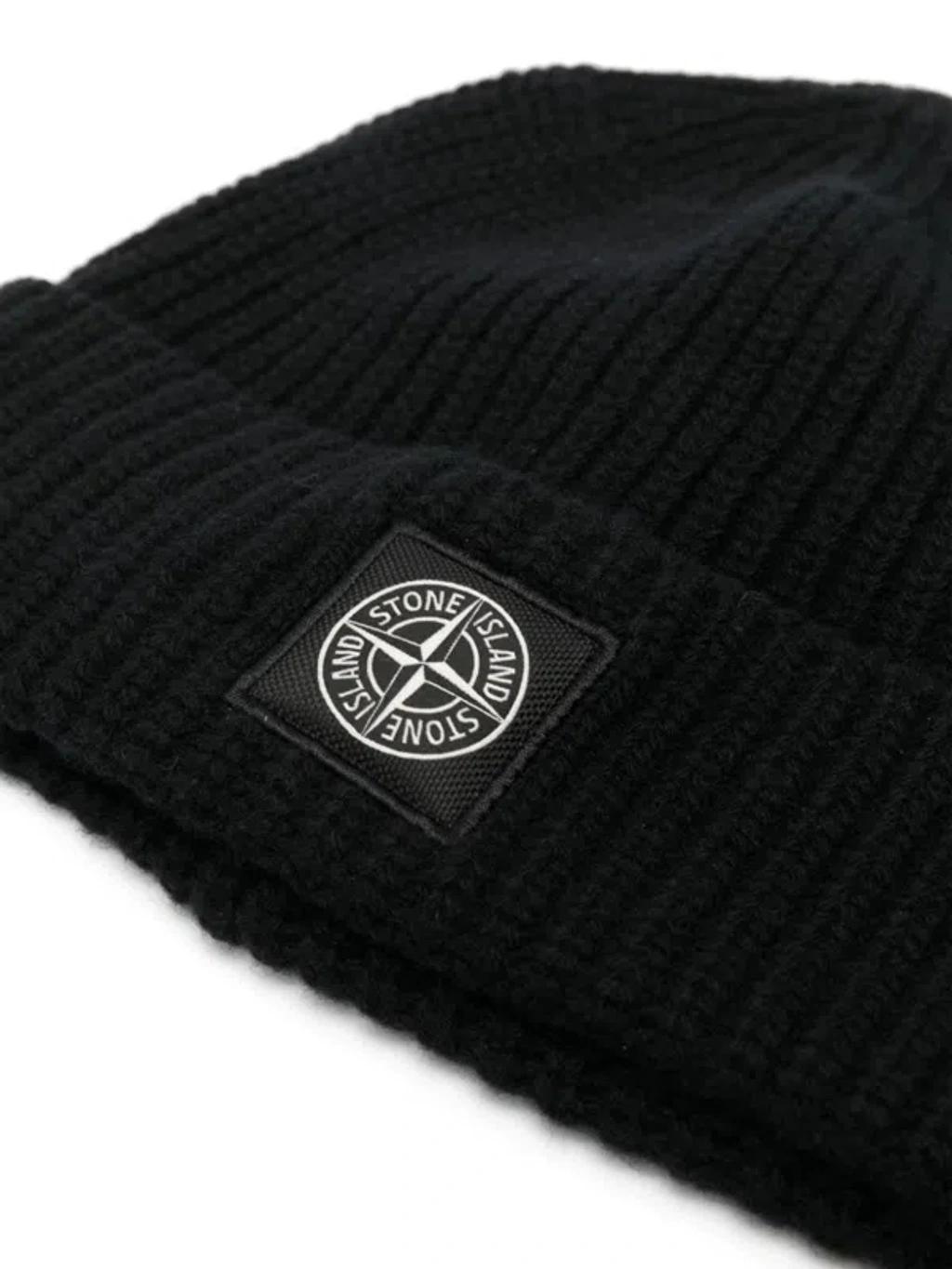 Logo Patch Beanie Hats Black Product Image