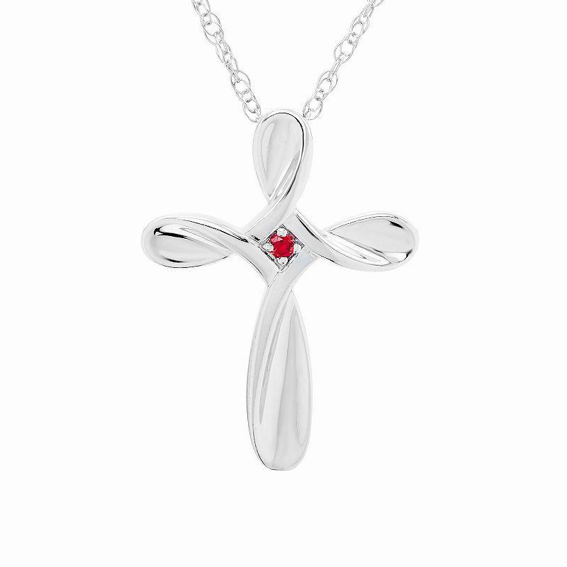 Boston Bay Diamonds Sterling Silver Amethyst Cross Pendant Necklace, Womens Purple Product Image