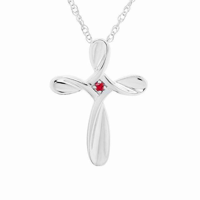 Boston Bay Diamonds Sterling Silver Amethyst Cross Pendant Necklace, Womens Purple Product Image