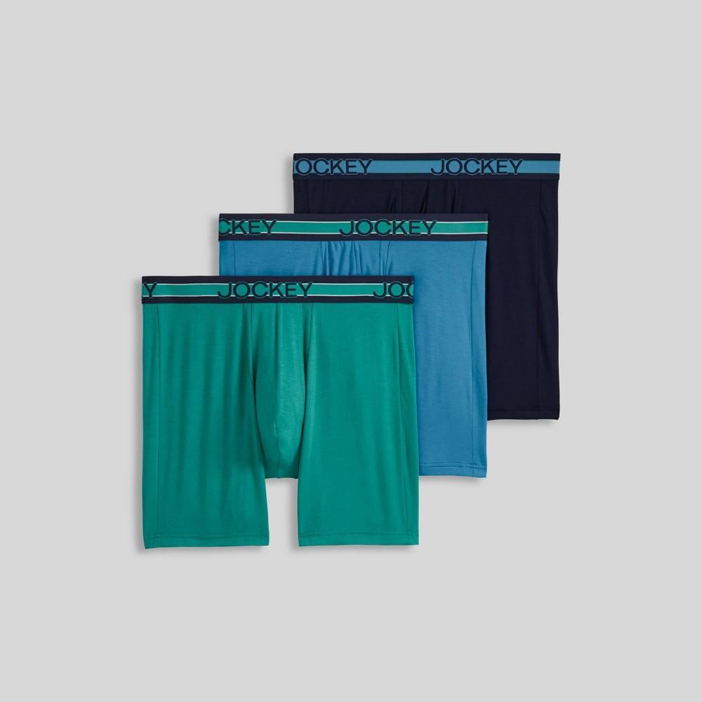 Jockey Generation Mens No Chafe Pouch Ultra Soft Stretch Boxer Briefs 3pk - Aqua /Aqua Blue/Navy Blue Product Image