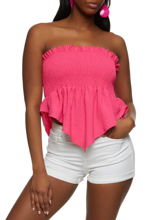 Womens Smocked Hanky Hem Tube Top Product Image