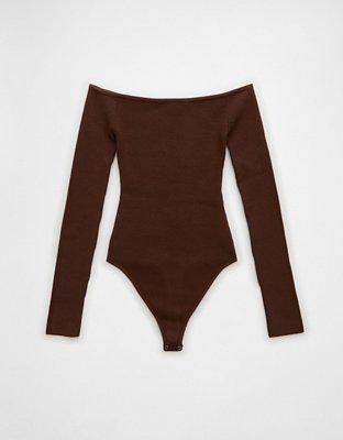 AE Long-Sleeve Off-The-Shoulder Sweater Bodysuit Product Image