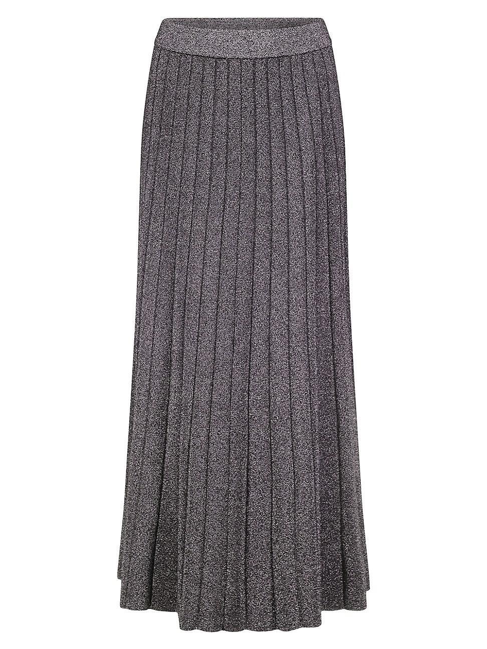 Womens Rib-Knit Metallic Maxi Skirt Product Image