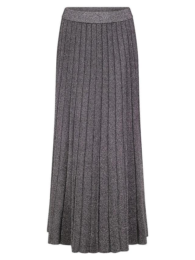 Womens Rib-Knit Metallic Maxi Skirt Product Image