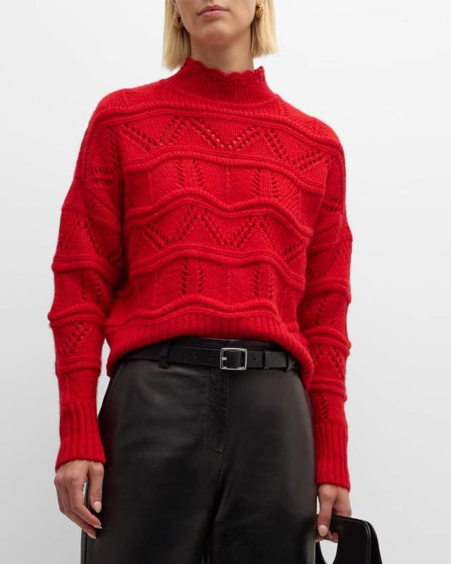 Chunky Mock-Neck Pointelle Sweater Product Image