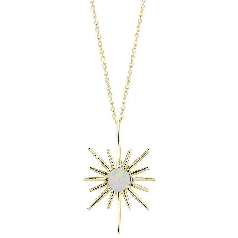 Sunkissed Sterling Simulated Opal Evil Eye Pendant Necklace, Womens Gold Tone White Product Image