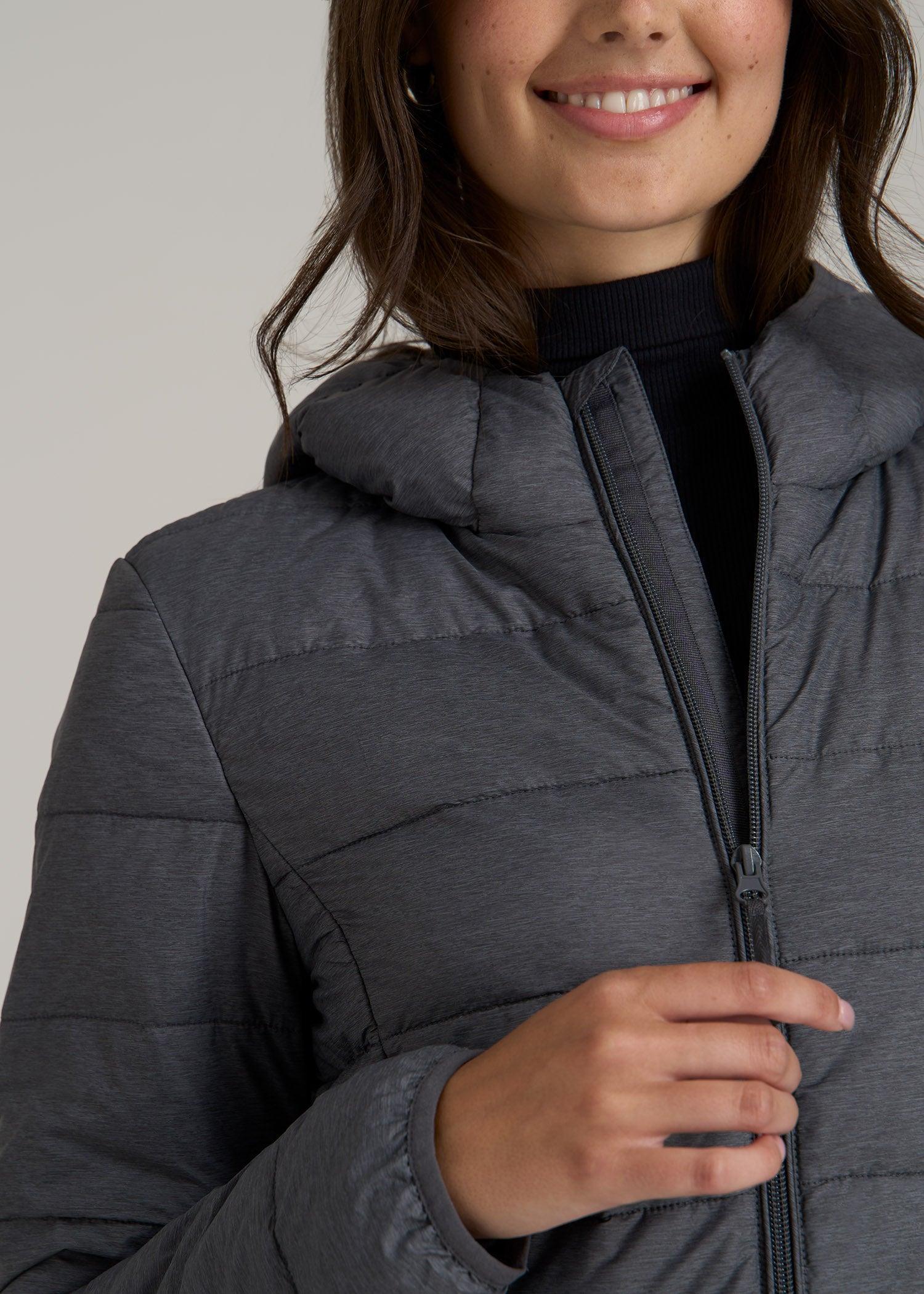 Packable Puffer Jacket for Tall Women in Charcoal Space Dye Female Product Image