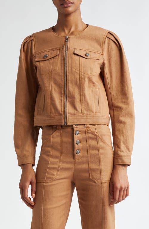 Dalia Cropped Denim Jacket In Cocoa Product Image