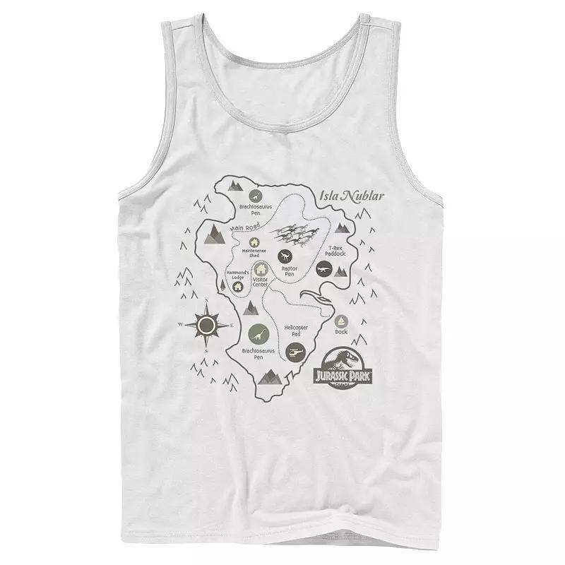 Mens Jurassic Park Map Birds Eye View Tank Top Athletic Grey Product Image