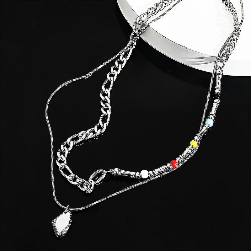 Beaded Stainless Steel Layered Necklace Product Image