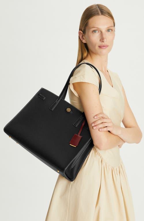 TORY BURCH Robinson Leather Satchel In Black Product Image