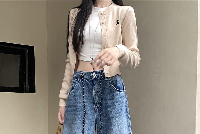 Low Waist Washed Wide Leg Jeans Product Image