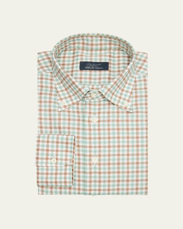 Mens Cotton Check Button-Collar Sport Shirt Product Image