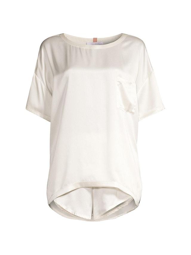 Womens Washable Silk Tee 2-Piece Pajama Set Product Image